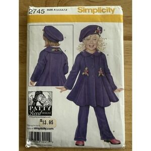 Simplicity Pattern 2745 Child's Fleece Coat‎ Pants Hat Patty Reed Designs Sz 3-8